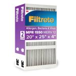 Filtrete 20x25x4 AC Furnace Air Filter, MPR 1550, MERV 12, Fits Lennox & Honeywell, Allergen, Electrostatic Air Cleaning Filter, 2-Pack (actual size 19.88 x 24.63 x 4.31)