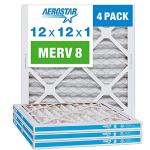 Aerostar 12x12x1 MERV 8 - 4 Count - High Efficiency Pleated HVAC, Furnace & Air Conditioner Filters - Removes Dust, Lint, Mold & Allergy-Causing Pollen