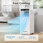 12,000 BTU Portable Air Conditioner, 3-IN-1 Smart AC Unit with Fan/Dehumidifier/Drainage-free Cooling, APP/Voice/Remote/Touch, 47 dB, Sleep Mode, Window Installation Kit, 24H Timer for Home/Office