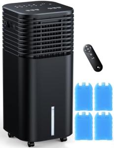 CENSTECH 4-IN-1 Portable Air Conditioners, Evaporative Air Cooler w/4 Modes & 3 Speeds, 15H Timer for Smart Auto-off, 2-Gal Tank for 20H Cooling,17FT Remote,No Hose Needed,120°Oscillating Swamp Cooler