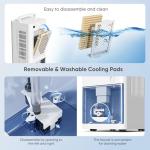 Feculs Portable Windowless Air Conditioners, 3-IN-1 Swamp Cooler, Evaporative Air Cooler, 6 Speeds & 3 Modes, 3-Gal Water Tank for Cooling, 20 FT/S Remote Control, Portable Air Cooler for Indoors