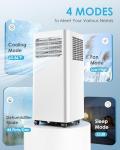 EUHOMY 8000 Btu Portable Air Conditioners, 3 in 1 Portable AC with Cool, Dry, Fan Modes, Quiet Air Conditioners with 24H Timer & Sleep Modes, with Remote, for Bedroom, Apartments up to 350 Sq.Ft