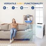 SereneLife Small Air Conditioner Portable 10,000 BTU with Built-in Dehumidifier + Heat - Portable AC unit for rooms up to 450 sq ft - Remote Control, Window Mount Exhaust Kit