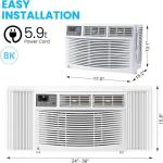 8,000 Btu Window-Mounted Air Conditioner, Cools Up to 350 Sq,Quiet Operation, Dehumidifier, 3 Adjustable Fan Speeds and Cooling Settings, Perfect for Bedroom or Living Room