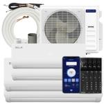 Della 45K BTU ODU Multi Zone Air Conditioner Quad 4 Zone (12K 12K 18K 18K) Mini Split 19 SEER2 208-230V Cools Up to 3100 Sq.Ft, Works with Alexa, Wifi Energy Efficient Pre-Charged Heat Pump Full Set