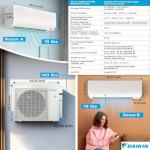 Daikin 18,000 BTU (12K + 12K) 21SEER2 2-Zone Mini Split, bundled Air Conditioner Heat Pump R-32 System with Maxwell 15 ft. Installation Kit and Wall Mounting Bracket