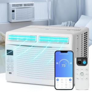 Magshion 6000 BTU Window Air Conditioner, WiFi-Enabled AC with Remote & App Control, Cools up to 250 Sq. Ft., Quiet Operation, 3 Cooling Modes, Washable Filter, Easy Install Window Unit