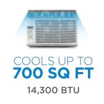 COMMERCIAL COOL 14,300 BTU Window Air Conditioner, Window AC with Full Function Remote Control and Electronic Thermostat, Air Conditioner Window Unit up to 700 Sq. Ft. with Energy Saver & Sleep Mode