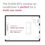 Frigidaire 12,000 BTU Smart Window Air Conditioner with Wi-Fi, Cools Up to 550 Sq. Ft., Remote Control, Quiet Operation, Eco Mode, 3 Fan Speeds, White