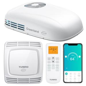 TURBRO Inverter 13.5K BTU RV Air Conditioner with Cooling and Heat Pump | Non-Ducted Low-Profile Rooftop Unit | Quiet Operation | WiFi & Remote Control | LED Atmosphere Light, White