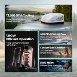 FOGATTI RV Air Conditioner InstaCool 13500BTU Non-Ducted, Rooftop AC Unit RV, All in One Unit, Easy Install, Quiet AC, For Camper, 115V