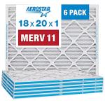 Aerostar 18x20x1 MERV 11 - 6 Count - Pleated HVAC, Furnace & Air Conditioner Filters - Removes Dust, Cold & Flu Germs, Lint, Mold, Pet Dander, Allergy-Causing Pollen, Smog & Smoke