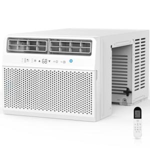 Electactic Window Air Conditioner 12,000 BTU, Window AC Unit Cooling Room 500sq.ft, Dehumidifier Mode and 3 Fan Speed, 24H Timer, Saddle Mount, Quiet Operation, White