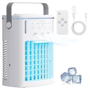 Portable Air Conditioners, 1000ml Portable AC Unit with Remote Control, Powerful 3 Speeds 7 Colors LED Evaporative Air Cooler with Timer, Personal Mini Air Conditioner Portable for Room Office Bedroom
