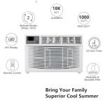 ROVSUN 18000 BTU Air Conditioner Window Unit, 3-in-1 Window AC Unit Cooler, Dehumidifier & Fan with Timer, Remote Control & Installation Kit, Cooling Rooms up to 1000 Sq. Ft, 230V/60Hz, White & Grey