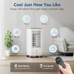 Windowless Portable Air Conditioners with Remote, Ventless Ac Unit Ductless Air Cooler,Hoseless Quiet Evaporative Oscillating Swamp Cooler,12H Timer & 4 Ice Box for Room Indoor Outdoor Office Bedroom