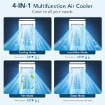 Windowless Portable Air Conditioners with Remote, Ventless Ac Unit Ductless Air Cooler,Hoseless Quiet Evaporative Oscillating Swamp Cooler,12H Timer & 4 Ice Box for Room Indoor Outdoor Office Bedroom