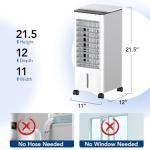 Windowless Portable Air Conditioners with Remote, Ventless Ac Unit Ductless Air Cooler,Hoseless Quiet Evaporative Oscillating Swamp Cooler,12H Timer & 4 Ice Box for Room Indoor Outdoor Office Bedroom