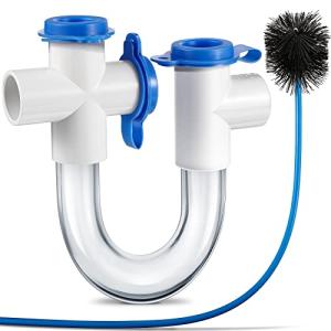 Gulfmew 3/4 Inch Standard Condensate Trap with Cleaning Brush, PVC U Trap for HVAC Systems, Air Conditioner, Effectively Drains Condensate(1 Pack)