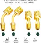 Zoizocp R410A Adapter 5/16 inches SAE Female to 1/4 inches SAE Male Flare for Air Conditioners HVAC, (3 Angled Adapters + 3 Straight Adapters)