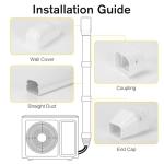 3" W 7.5 Ft Mini Split Line Set Cover Kit Air Conditioner Decorative PVC Line Cover Kit for Central Air Conditioner Mini Split AC Cover for Outside Heat Pumps Tubing Cover