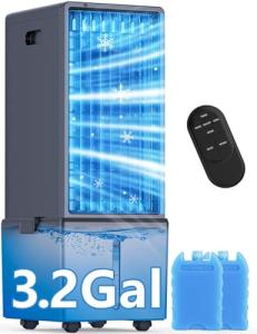 COOLECH 4-IN-1 Windowless Air Conditioner w/3.2-Gal Tank for 24H Cooling, 4 Wind Speeds & 4 Modes, LED Touch Screen, Waterless Alert System & 12H Timer, Remote, Portable Air Conditioners for Bedrooms
