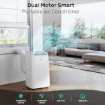 DuraComfort Portable Air Conditioner, Dual Motors AC (14,000 BTU ASHRAE) 10000 BTU SACC Cools Up to 450 Sq.Ft, with Window Kit for Easy Installation,White