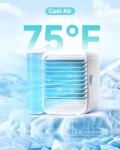 Portable Air Conditioner Cooling Fan: Evaporative Mini Air Cooler with 𝟳 𝗖𝗼𝗹𝗼𝗿𝘀 - USB Personal Air Cooler Desktop Ac Unit for Room Office Home (Cool White)