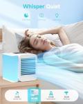 Portable Air Conditioner Cooling Fan: Evaporative Mini Air Cooler with 𝟳 𝗖𝗼𝗹𝗼𝗿𝘀 - USB Personal Air Cooler Desktop Ac Unit for Room Office Home (Cool White)