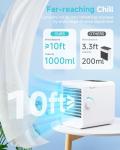 Portable Air Conditioner Cooling Fan: Evaporative Mini Air Cooler with 𝟳 𝗖𝗼𝗹𝗼𝗿𝘀 - USB Personal Air Cooler Desktop Ac Unit for Room Office Home (Cool White)