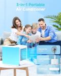 Portable Air Conditioner Cooling Fan: Evaporative Mini Air Cooler with 𝟳 𝗖𝗼𝗹𝗼𝗿𝘀 - USB Personal Air Cooler Desktop Ac Unit for Room Office Home (Cool White)