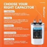 [UL Certified] BlueStars 15 uF MFD 370-440V Oval Run Start Capacitor CBB65 – Replacement for AC Motor, Condenser, and Heat Pump Air Conditioners - Replace TRCF15 PRCF15A CAP-15-450