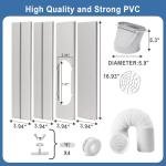 Portable AC Window Vent Kit, Adjustable Vertical/Horizontal Sliding Window Kit Plate for AC Unit, Seamless Portable AC Window Seal With 5.9 Inch Diameter, 59 Inch Length Exhaust Hose