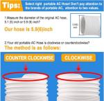 Portable AC Window Vent Kit, Adjustable Vertical/Horizontal Sliding Window Kit Plate for AC Unit, Seamless Portable AC Window Seal With 5.9 Inch Diameter, 59 Inch Length Exhaust Hose