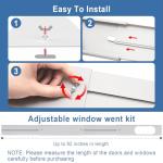 Portable AC Window Vent Kit, Adjustable Vertical/Horizontal Sliding Window Kit Plate for AC Unit, Seamless Portable AC Window Seal With 5.9 Inch Diameter, 59 Inch Length Exhaust Hose
