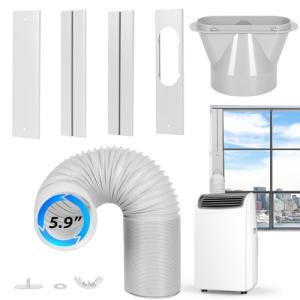 Nihoney Portable AC Window Vent Kit with 5.9" Exhaust Hose Universal Portable Air Conditioner Window Seal Kit Adjustable 59 Inch Length Exhaust Hose for Sliding Horizontal&Vertical Windows