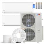 Cooper & Hunter 55,000 BTU 2-Zone Ductless Mini Split Air Conditioner & Heat Pump – 24K+24K Wall Mount Air Handlers – 21.3 SEER2 – 16FT Installation Kits – 230V