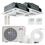 Cooper & Hunter 18,000 BTU 2-Zone 12K + 12K Ceiling Cassette Ductless Mini Split Air Conditioner & Heat Pump – 25.1 SEER2 – Includes 25FT Installation Kits – Pre-Charged Inverter System