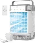 Portable Air Conditioners,3-Speed Small AC Fan, Evaporative Air Cooler with Remote,Timer function,7-Color Night light, 2 Mist modes,Personal Air Conditioner for Bedroom,Office,Room(Gray)