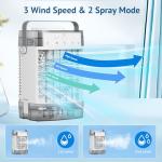 Portable Air Conditioners,3-Speed Small AC Fan, Evaporative Air Cooler with Remote,Timer function,7-Color Night light, 2 Mist modes,Personal Air Conditioner for Bedroom,Office,Room(Gray)