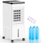 Windowless Portable Air Conditioners, Swamp Cooler with Oscillation, Evaporative Air Cooler with Remote, 7H Timer, Air Coolers Fan with 3Modes&Speeds for Bedroom Indoor Room (Off-white, Large)