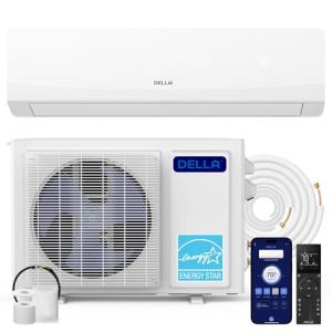 DELLA Serena 22 SEER2 12000 BTU Mini Split Heat Pump Works with Alexa, Energy Star 1 Ton Pre-Charged 230V Ductless AC Unit Inverter Air Conditioner System for Rooms up to 550Sq.Ft, 16.4ft Install Kit