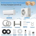 Manastin 12000BTU Mini Split Air Conditioner & Heater with Inverter, 19 SEER2 𝟏𝟏𝟓𝐕 Energy Saving AC Unit Cools Rooms up to 750 Sq. Ft, Complete Installation Kit