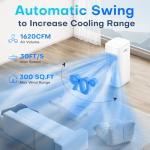 MYICY 25" Windowless Air Conditioner with Double Tanks for 16H Cooling, 25ft Remote & Timer,3-IN-1 Evaporative Air Cooler for Room, 90° Oscillation, 30dB, 3-Speed Swamp Cooler Air Conditioner Portable