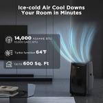 TURBRO 14,000 BTU Smart WiFi Portable Air Conditioner, Cooling up to 600 Sq Ft, 3 in 1 Functions, with Remote, Supports Alexa Control, Greenland