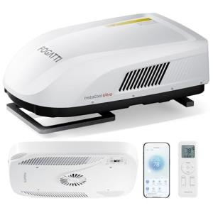FOGATTI RV Air Conditioner 16K BTU, with Heat Pump and Cooling, with WiFi and Remote Control, Quiet AC, Low Profile Rooftop AC Unit RV Easy Install Non-Ducted, White, InstaCool Ultra