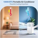10000 BTU Portable Air Conditioner Cools 450 Sq.Ft, LifePlus Portable AC Unit with 4 Modes, Remote Control, Window Installation Kit, 24H Timer, Quiet Energy-Efficient for Rooms, Offices, Apartments