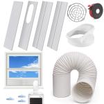 Portable Air Conditioner Window Vent Kit with 5.9" AC Exhaust Hose & Coupler, Adjustable Sliding Window Kit 59 Inch Length Hose for Ducting Universal AC Seal Panel for Horizontal&Vertical Window