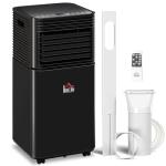 HOMCOM 10000 BTU Portable Air Conditioner for Rooms up to 441 Sq.Ft., 3-in-1 Mobile AC Unit with Dehumidifier, Cooling Fan, Sleep, Remote, 24H Timer, Auto Off, Window Installation Kit, Black