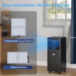 HOMCOM 10000 BTU Portable Air Conditioner for Rooms up to 441 Sq.Ft., 3-in-1 Mobile AC Unit with Dehumidifier, Cooling Fan, Sleep, Remote, 24H Timer, Auto Off, Window Installation Kit, Black